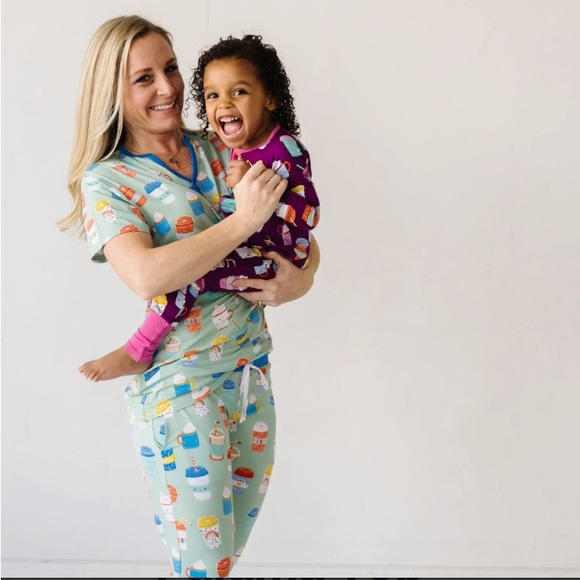 🚩SOLD🚩New! Little Sleepies Aqua I Love You A Latte Bamboo Pajama Top - NWT - Picture 2 of 7